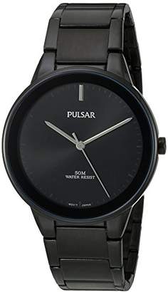 Pulsar Men's Quartz Brass and Stainless Steel Dress Watch, Color:Black (Model: PG2045)