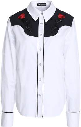 Markus Lupfer Paneled Embellished Cotton-poplin Shirt