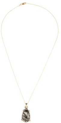 18K Multistone & Diamond Teardrop Pendant Necklace