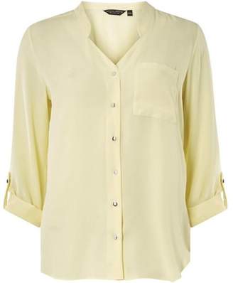 Dorothy Perkins Womens Yellow Notch Neck Roll Sleeve Shirt