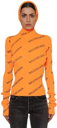 Balenciaga Hooded Rib Knit Turtleneck Sweater