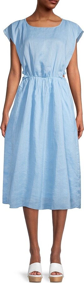 Cutout Silk Ramie Midi-Dress