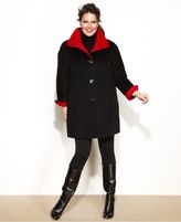 Thumbnail for your product : Ellen Tracy Plus Size Wool-Blend Colorblock Walker Coat