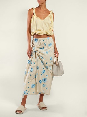 Marni Iride Floral-print Cotton Midi Skirt - Blue Print