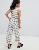 Thumbnail for your product : ASOS DESIGN Petite Jumpsuit With Elasticated Waist And Button Detail In Check