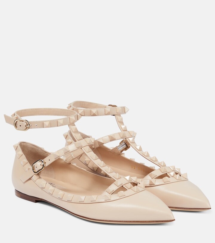 Valentino Garavani Rockstud leather ballet flats - ShopStyle