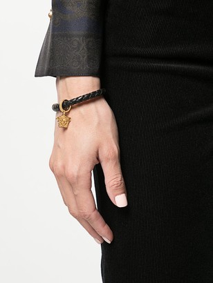 Versace Medusa braided leather bracelet