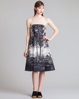 Thumbnail for your product : Marni Printed Strapless Pleat-Trim Dress