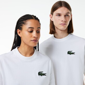 Lacoste｜ (Unisex Loose Fit Large Croc Organic Heavy Cot Lacoste Unisex Loose Fit Large Croc Organic Heavy Cotton T