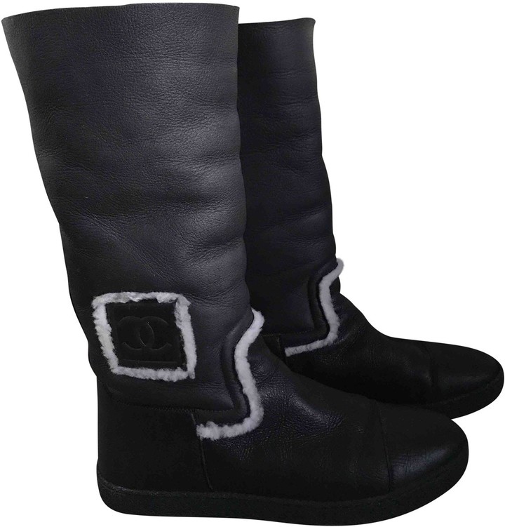 chanel shearling boots