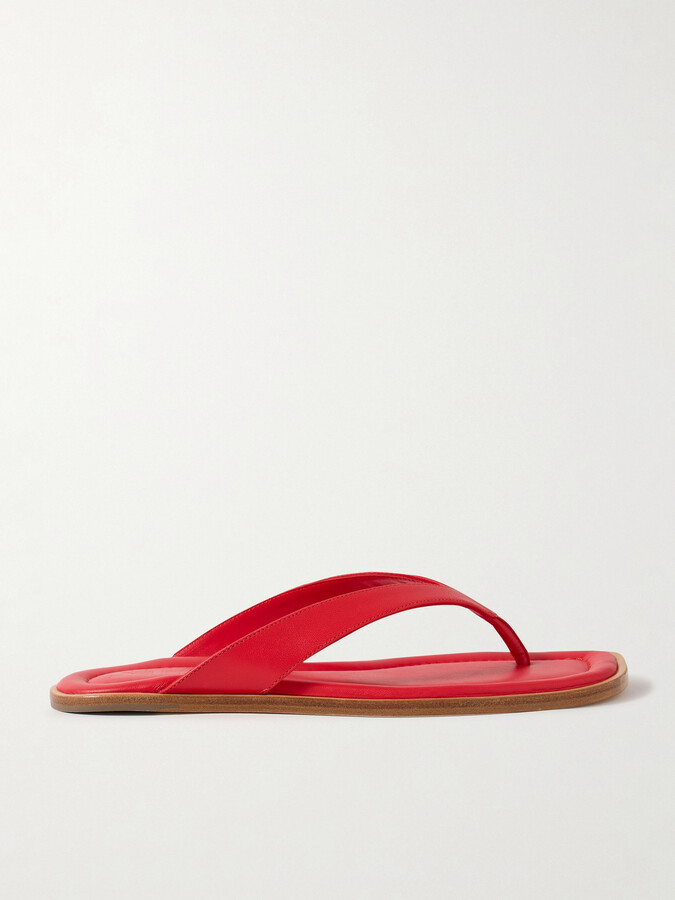 STAUD Dante Leather Thong Sandals Red ShopStyle