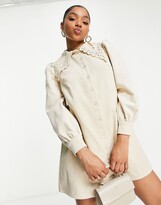 Thumbnail for your product : Glamorous mini shift dress in cord with exaggerated lace collar