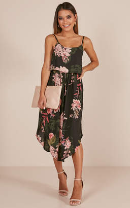 Showpo Lunch Time dress in black floral