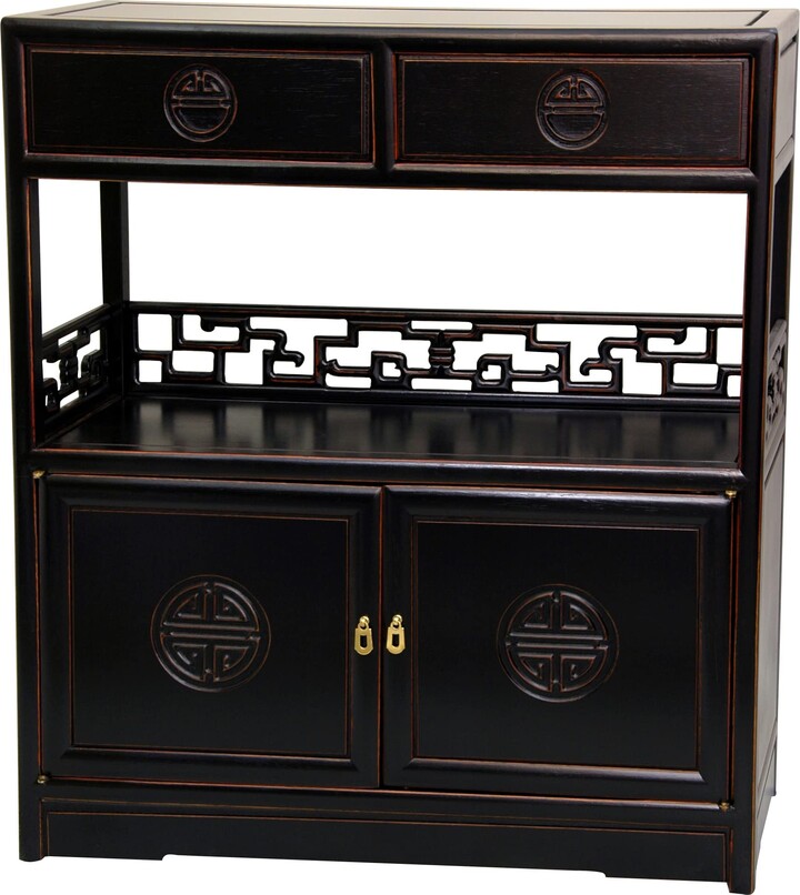 Red Lantern Long Life Tea Cabinet - Antique Black