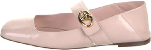 Valentino Leather Mary Jane Flats Pink Square-Toes Mary Jane Strap & Buckle Closure At Uppers Includes Dust Bag Designer