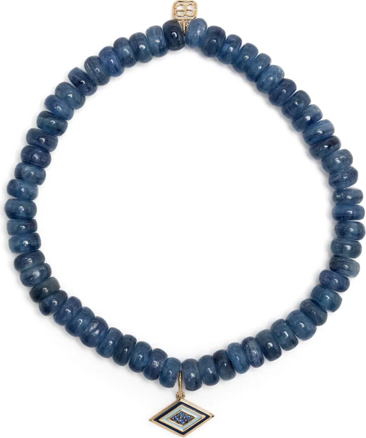 Sydney Evan 14kt yellow gold Groovy Eye kyanite beaded bracelet