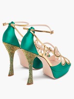 Thumbnail for your product : Roger Vivier Queen Crystal-embellished Leather Platform Sandals - Green Multi