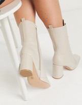 Thumbnail for your product : Glamorous lace-up heeled ankle boots in bone
