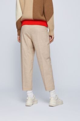 HUGO BOSS Relaxed-fit trousers with front pleats and cropped length
