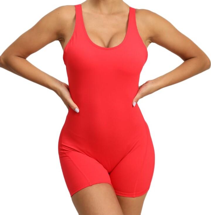 OLIns Women One Piece Yoga Jumpsuit Hollow Back Design For Sleeveless  Training(Red - ShopStyle