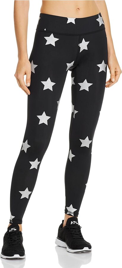 Silver Star Foil Leggings in Black by Terez from Carbon38