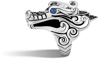 John Hardy Legends Naga Silver Ring with Blue Sapphire Eyes, Size 7