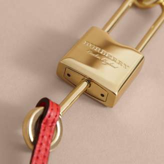 Burberry Beasts Leather Key Charm and Padlock, Yellow