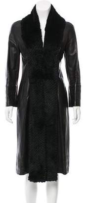 Gianni Versace Fur-Trimmed Leather Coat