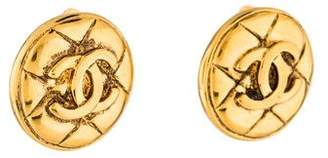 Chanel Quilted Logo Clip-On Earrings