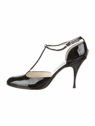 Brian Atwood Leather T-Strap Pumps Black