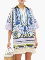 Thumbnail for your product : La DoubleJ Honolulu Ittica-print Cotton-poplin Kaftan Dress - Blue Print