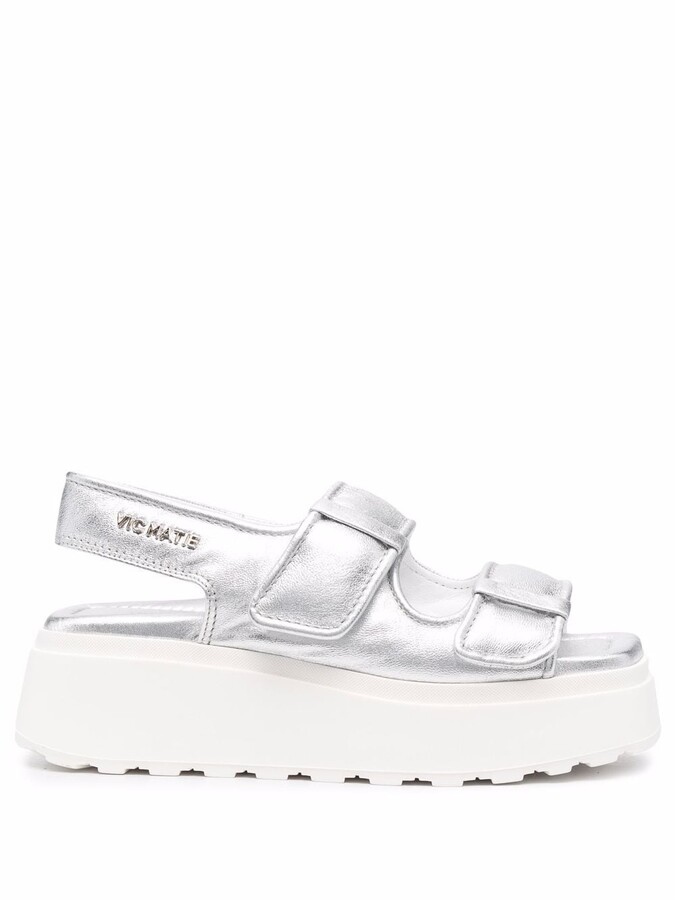 silver platform sandals