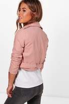 Thumbnail for your product : boohoo Petite Belted Suedette Biker Jacket