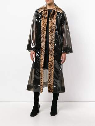 Dolce & Gabbana leopard fur trim raincoat