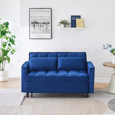 The 55-Inch Dreamlike Velvet Sofa Is Elegant And Convenient With Pockets, Cleverly Interpreting The Art Of Three-In-One Conversion