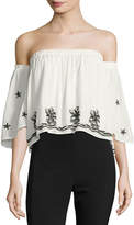 Thumbnail for your product : Karina Grimaldi Bolero Embellished Off-the-Shoulder Top, White
