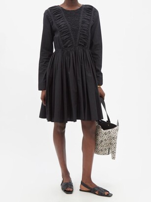 Merlette New York Vlinder Embroidered Pima-cotton Poplin Dress - Black