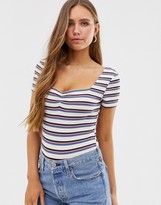 Thumbnail for your product : Glamorous body with ruched front in retro stripe