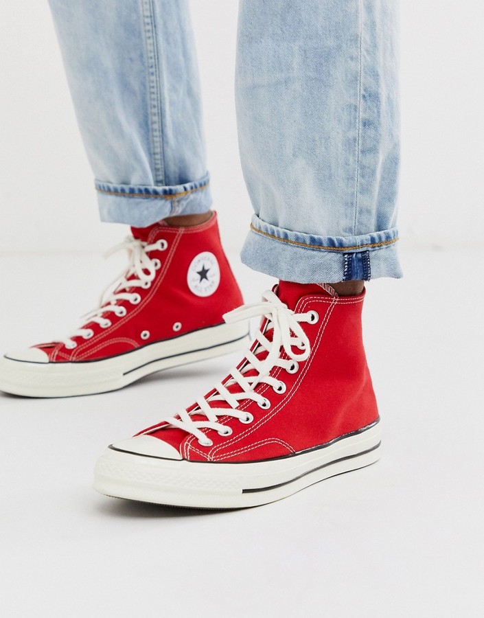 red sneakers converse