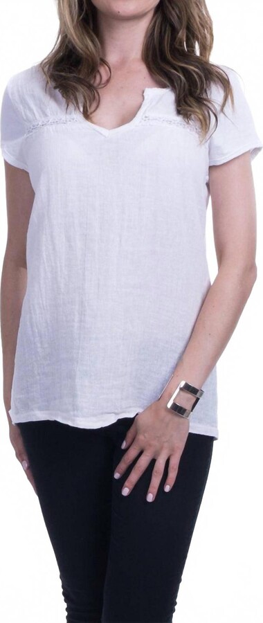 GIGI MODA Fiona V-Neck Tee In White