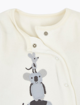 Marks and Spencer Cotton Rich Velour Animal Sleepsuit (7lbs-12 Mths)