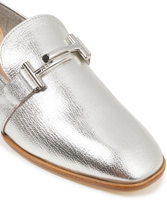 Tod's Double T Embellished Metallic Textured-leather Loafers
