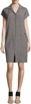 Thumbnail for your product : Shamask Cap-Sleeve Shirtdress W/Leather Trim, Storm