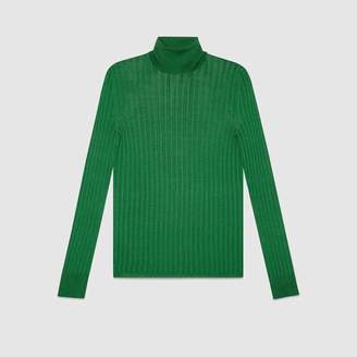 Gucci Fine silk turtleneck knitted top