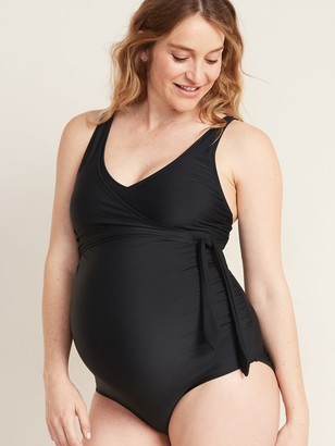 Old Navy Maternity V-Neck Wrap-Front Swimsuit - ShopStyle