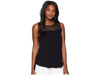 Vince Camuto Sleeveless Embroidered Eyelet Mix Media Top