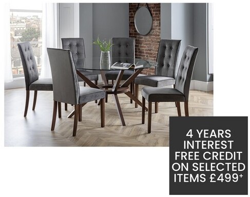 Julian Bowen Chelsea 140 Cm Round Glass, Dining Room Table And Chairs Interest Free Credit