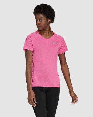 adidas Women's Pink Short Sleeve T-Shirts - Runner Tee - Size One Size, S at The Iconic