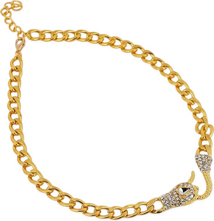 Sohi Women's The Bijou-Snakehead Chain Necklace - California Gold