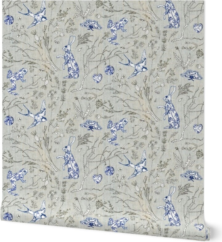 Shutterfly Wallpapers Botanica Wilde Gray And Blue Wallpaper, Test